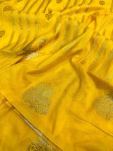 Bright Yellow Mashru Katan Silk Banarasi Saree