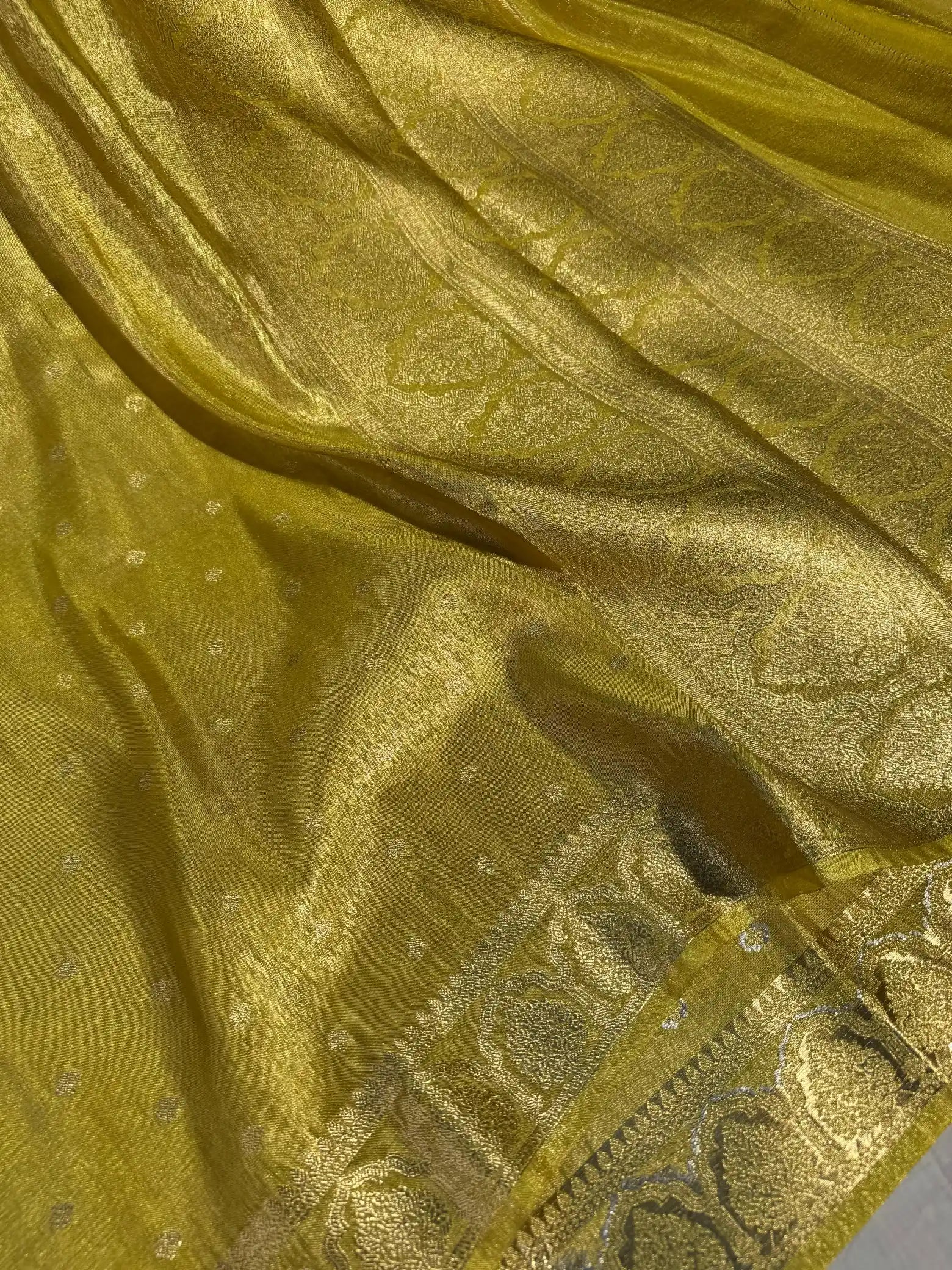 Bright Yellow Soft Luxurious Tissue Silk Saree with Rich Pallu and Blouse