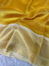 Bright Golden Yellow Tissue Silk Kanjeevaram Bridal Saree