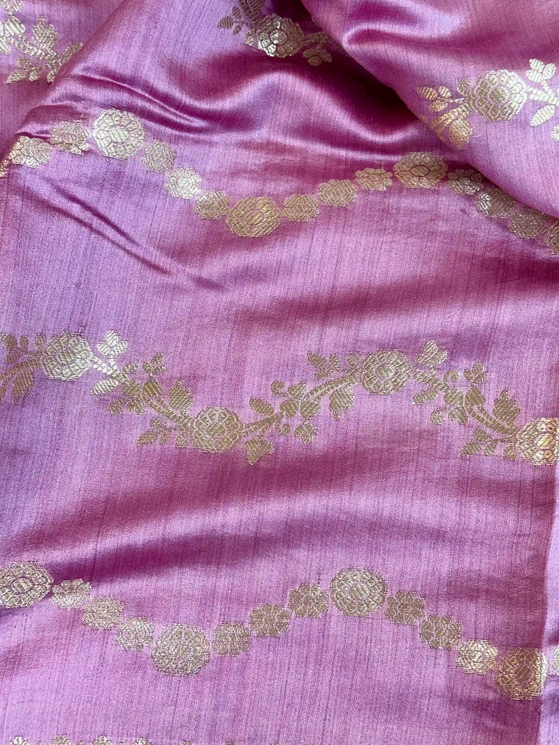 Bright Pink Pure Chiniya Silk Banarasi Saree