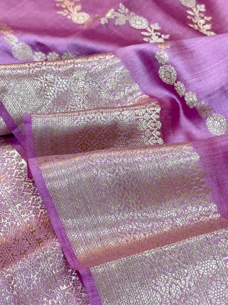 Bright Pink Pure Chiniya Silk Banarasi Saree