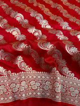 Bright Red Aada Design Munga Silk Saree