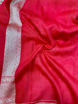 Bright Red Jaal Munga Silk Banarasi Saree