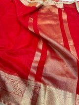 Bright Red Shade Organza Silk Designer Saree