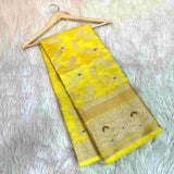 Light Yellow Chinia Silk Banarasi Saree