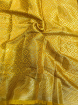 Bright Yellow Crepe Georgette Floral Banarasi Saree