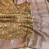 Brown Crush Tissue Kalamkari saree