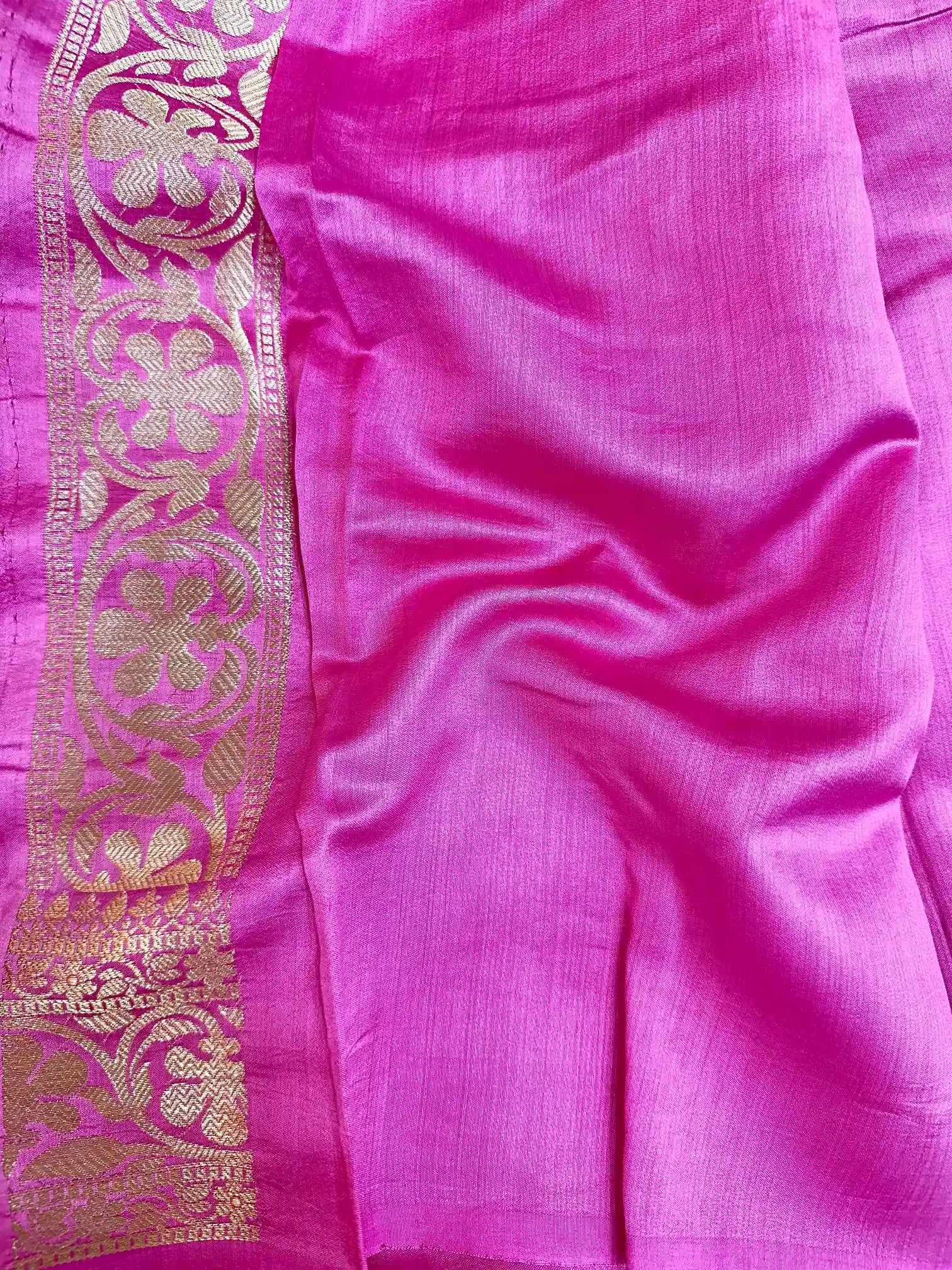 Bubtle Pink Striped Pure Chiniya Silk Banarasi Saree