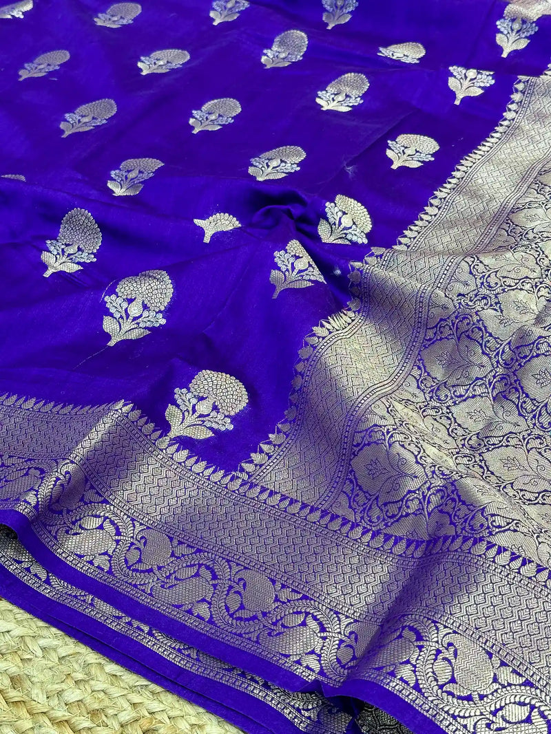 Chelsea Blue Chiniya Silk Traditional Banarasi Saree