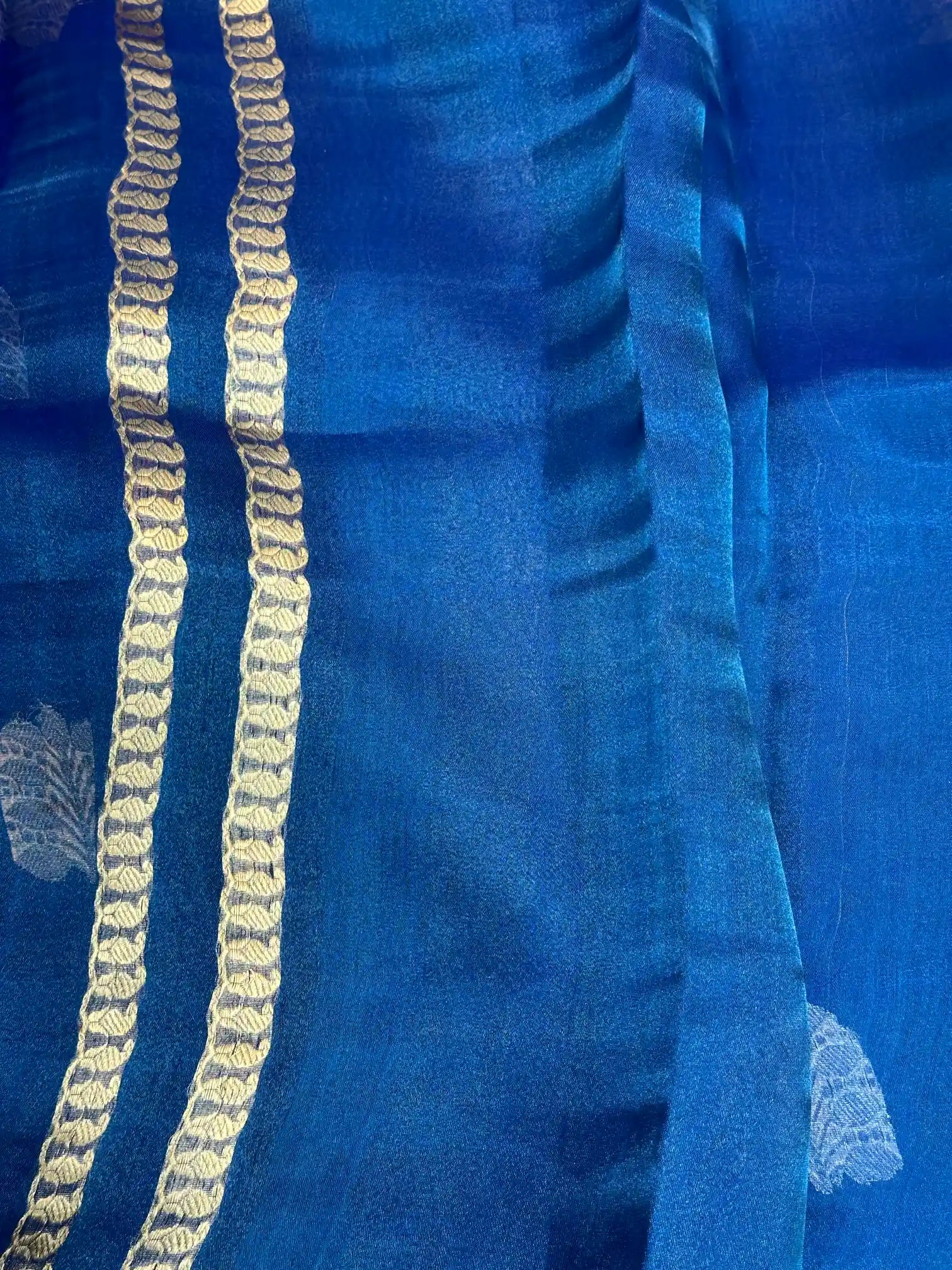 Cobalt Blue Handwoven Pure Tissue Silk Saree