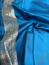 Cobalt Blue Pure Chiniya Silk Banarasi Saree