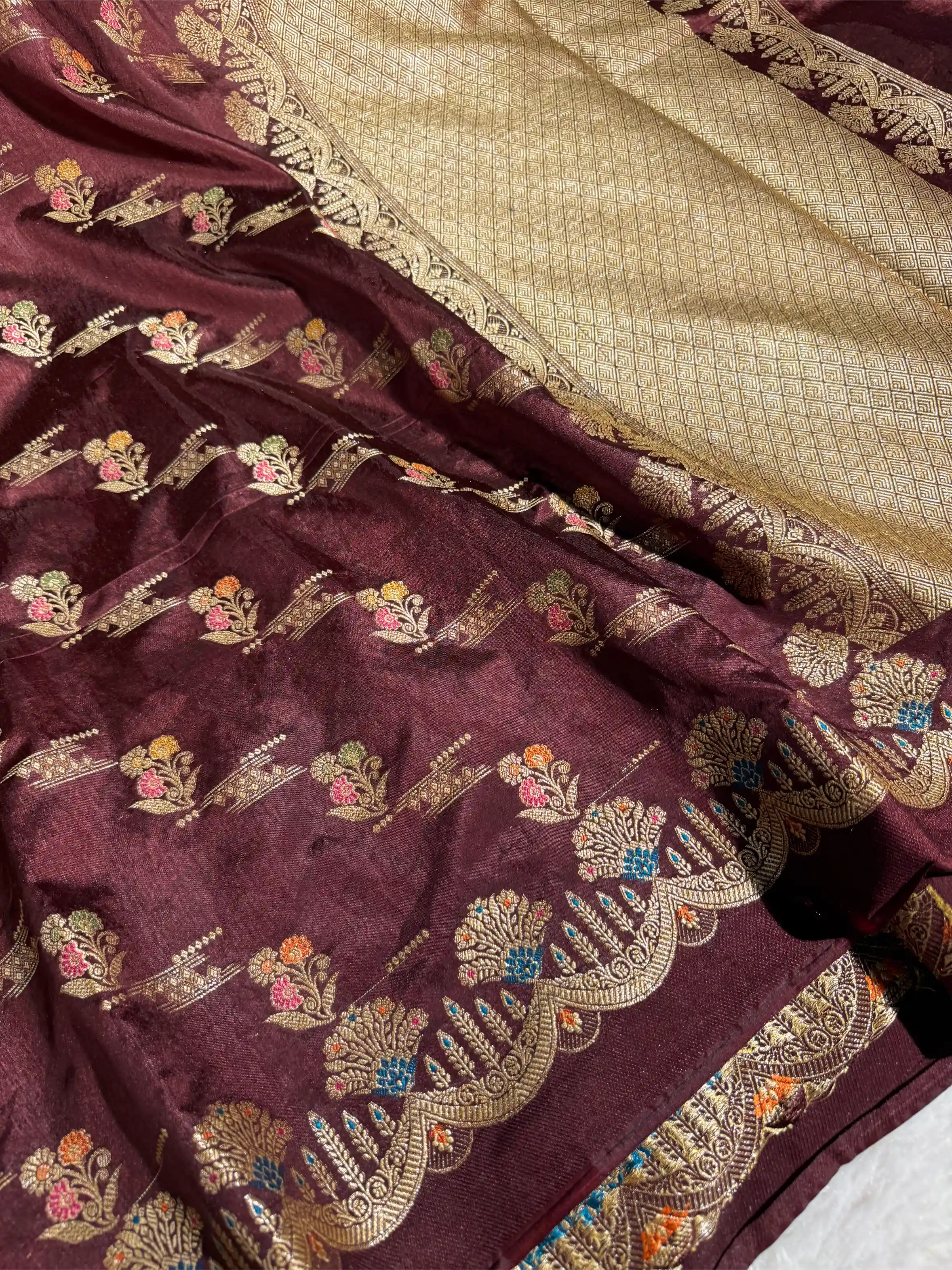 Coffee Brown Tilfi Meena Warm Silk Banarasi Saree