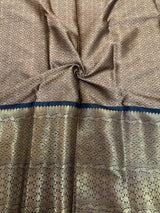 Beach Brown Kanchi Kora Silk Embossed Banarasi Saree
