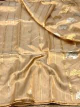 Copper Gold Handloom Kadhua Weave Pure Tissue Silk Saree