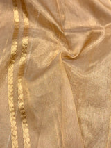 Copper Gold Handloom Kadhua Weave Pure Tissue Silk Saree