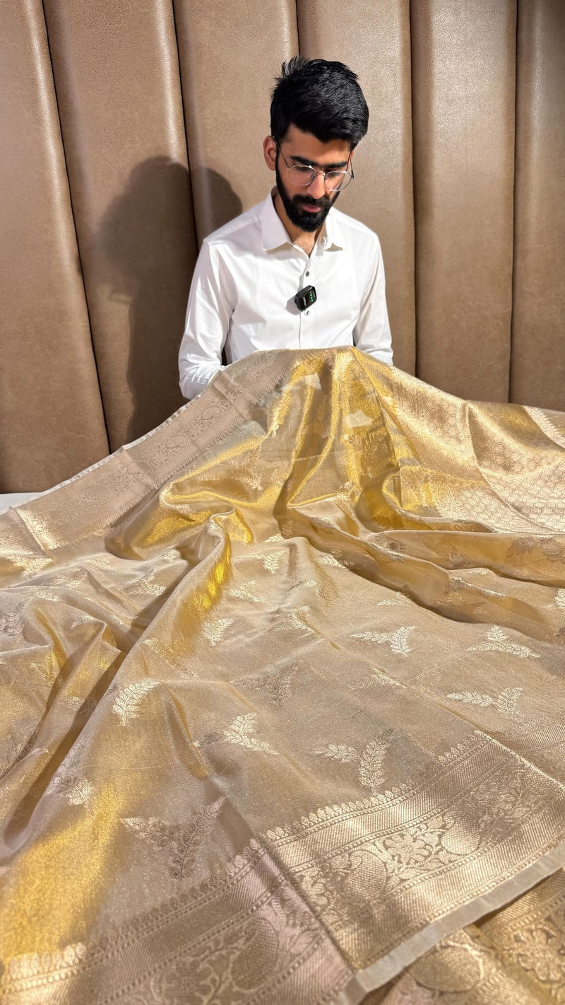 Copper Gold Tissue Silk Buta Weave Banarasi Saree