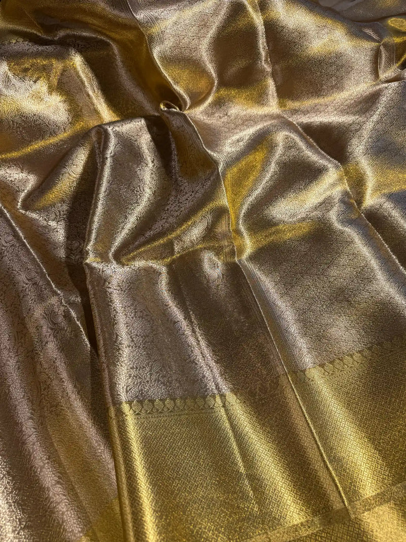 Copper Tissue Silk Embossed Banarasi Saree