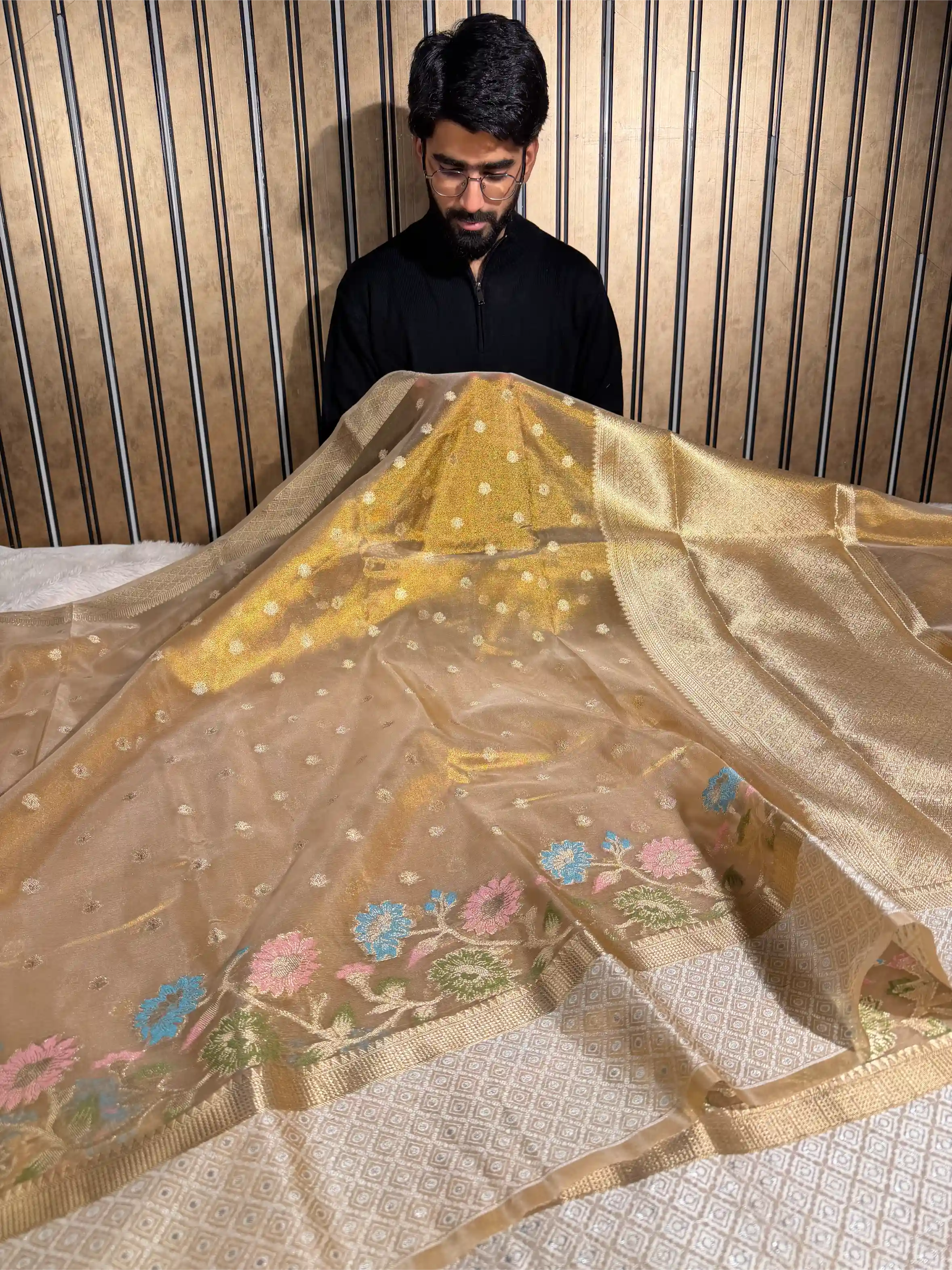 Copper Tissue Silk Heritage Meenakari Weave Banarasi Saree