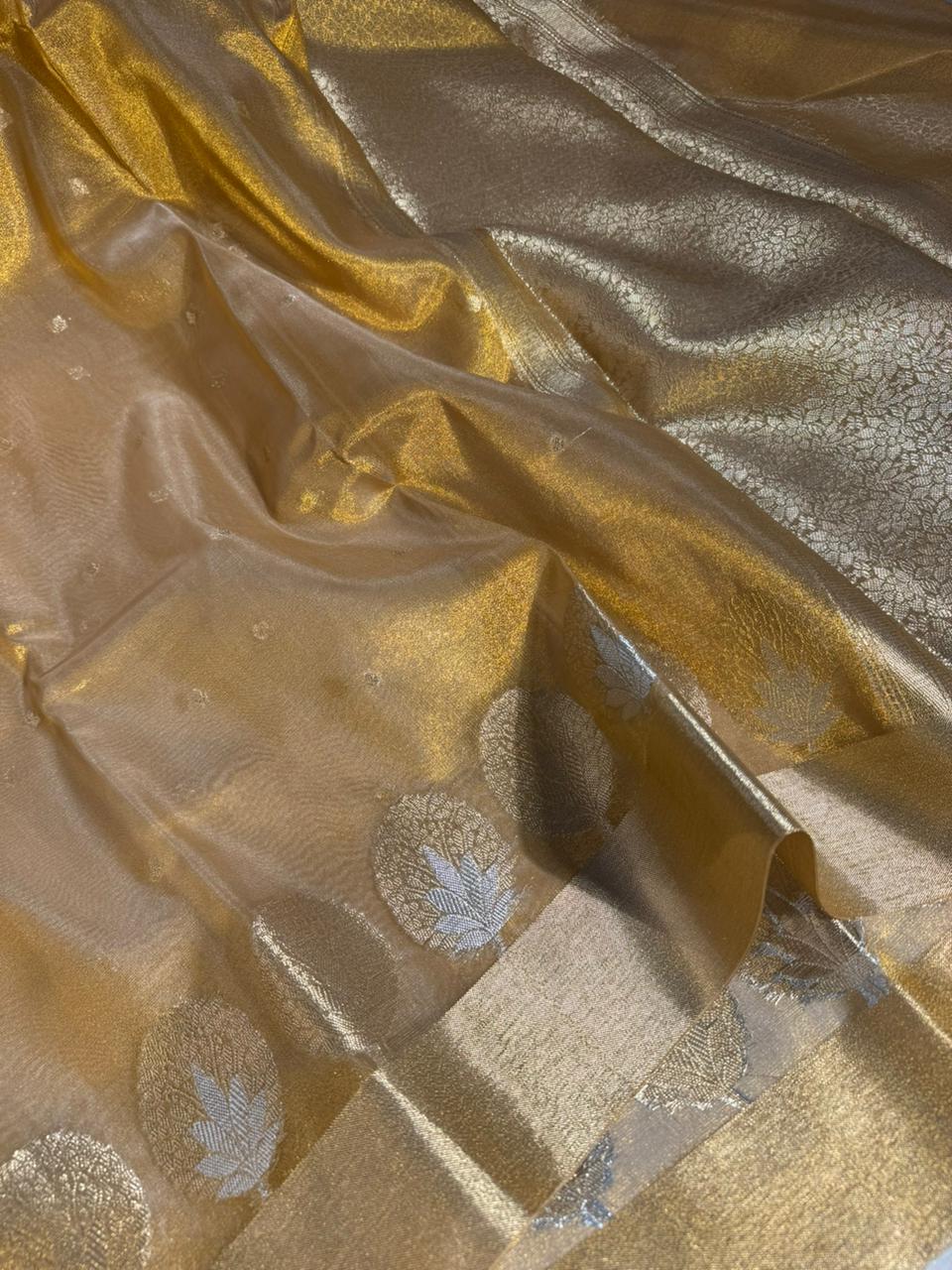 Copper Tissue Silk Saree with rich pallu and blouse