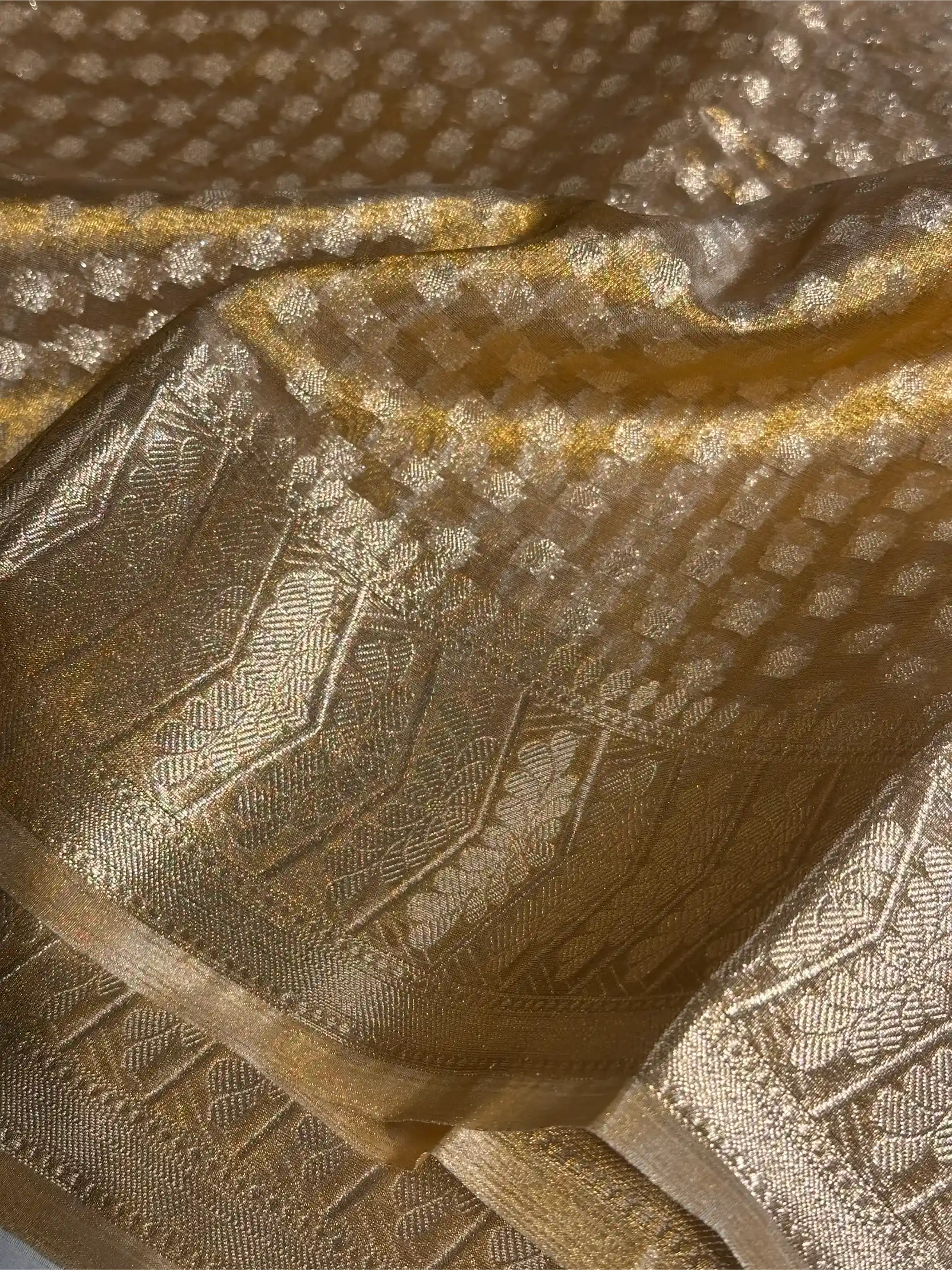 Copper Tissue Silk Saree with rich pallu and blouse