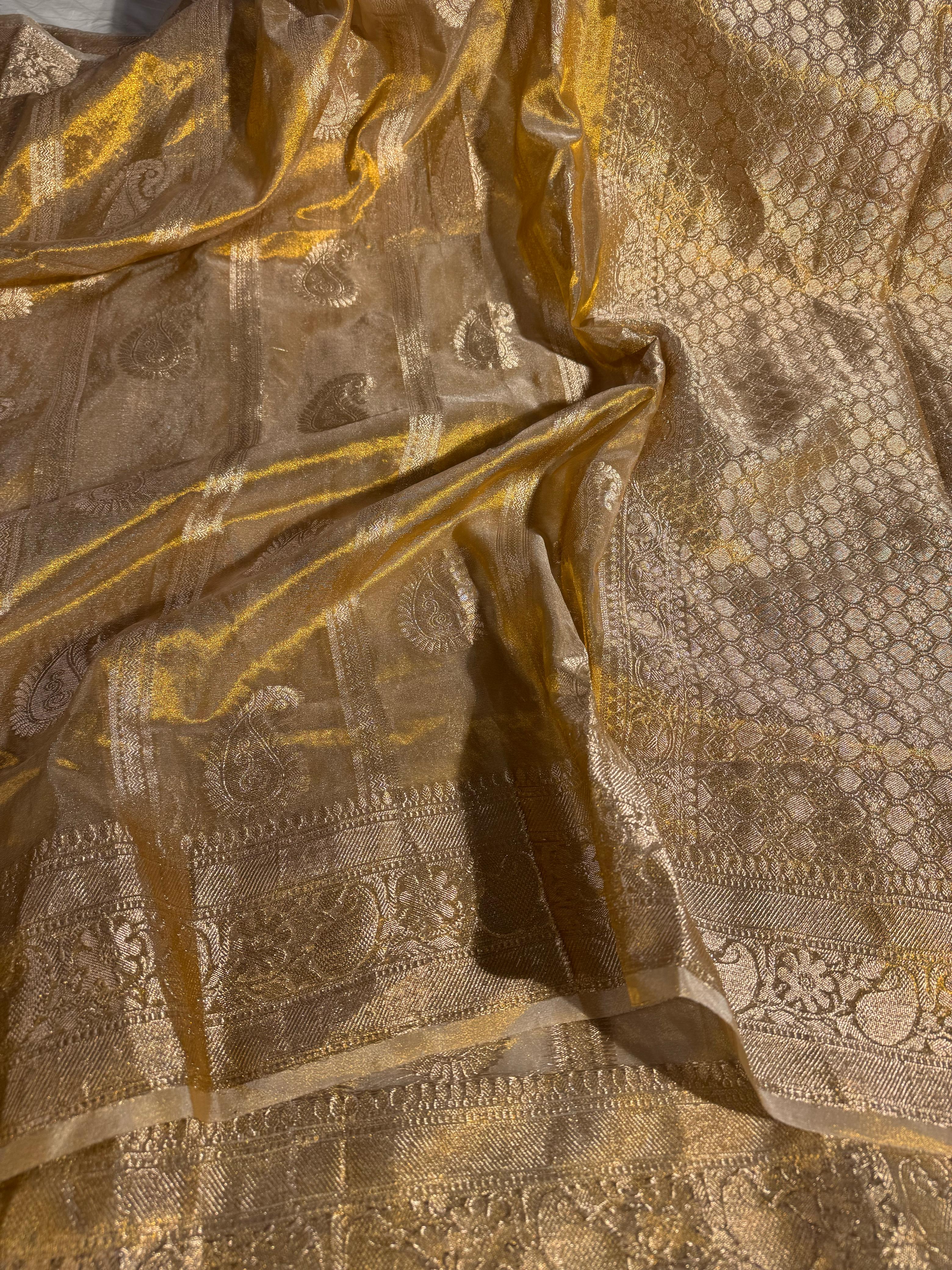 Copper Tissue Silk Saree with rich pallu and blouse