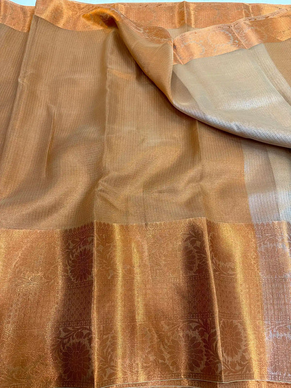 Copper Zari Kota Tissue Silk Banarasi Saree