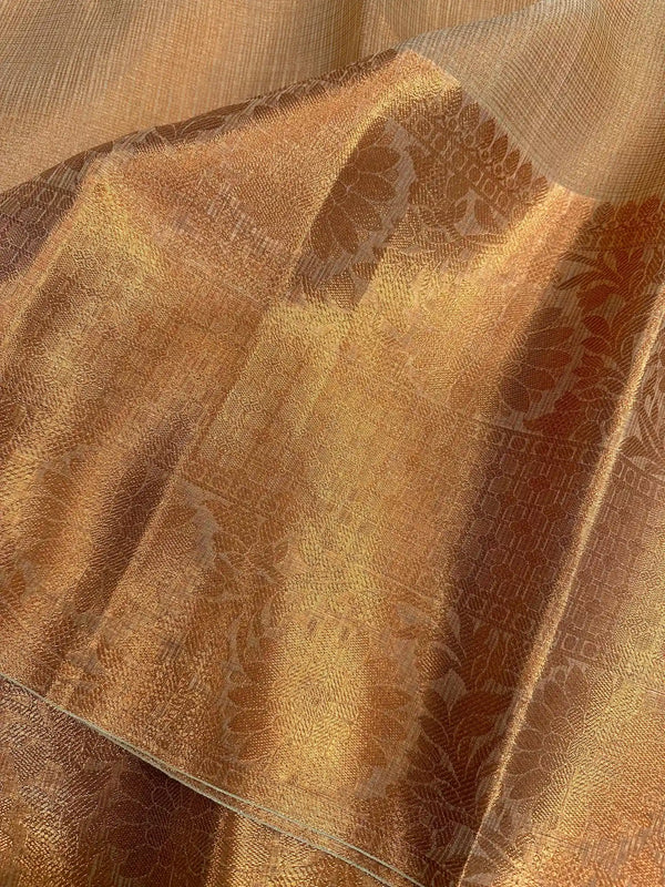 Copper Zari Kota Tissue Silk Banarasi Saree