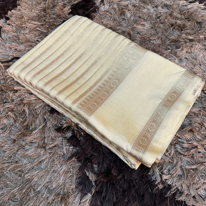 Cream Warm Silk Striped Banarasi Saree