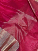 Crimson Red Organza Silk Banarasi Saree