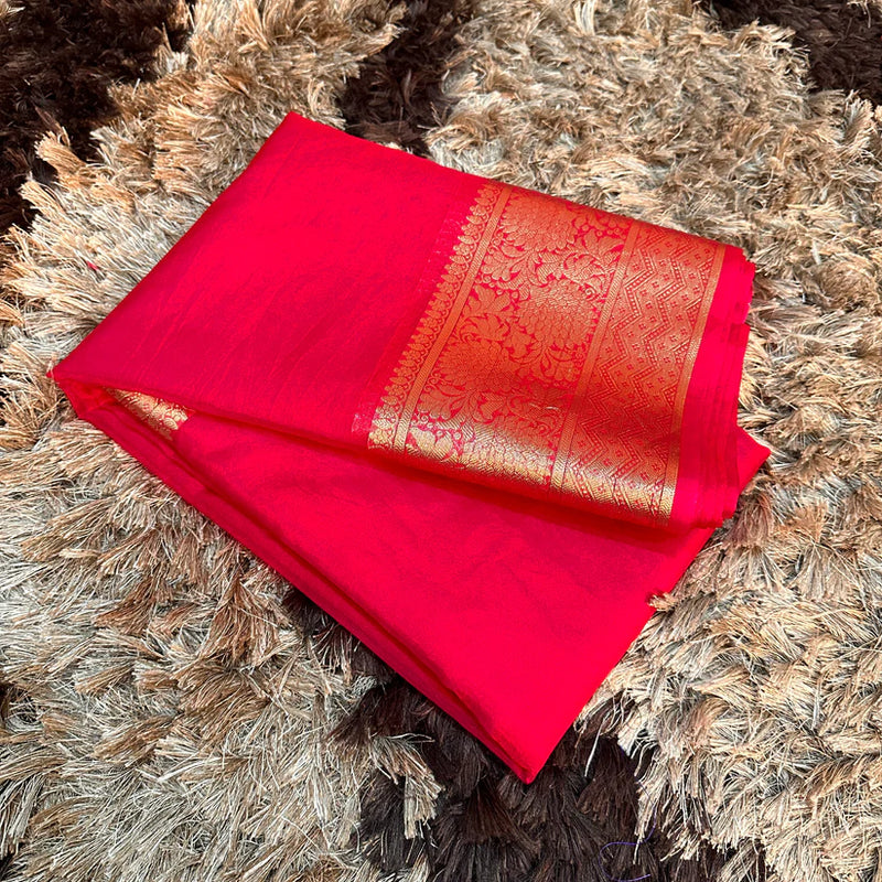 Crimson Red Organza Silk Banarasi Saree