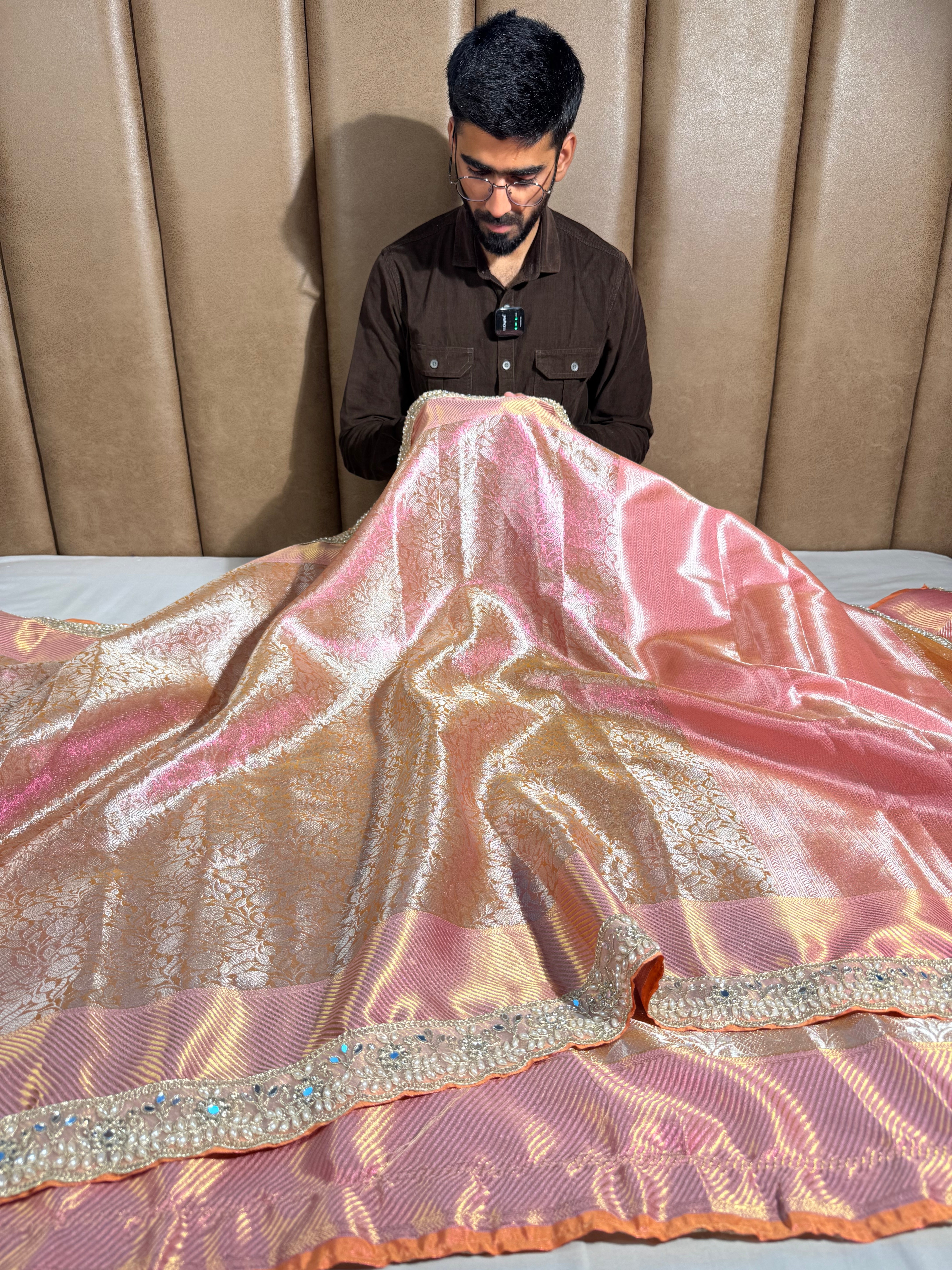 Sai Pallavi Ma’am Inspired Kanjivaram Tissue Silk Gota Lace Work Saree