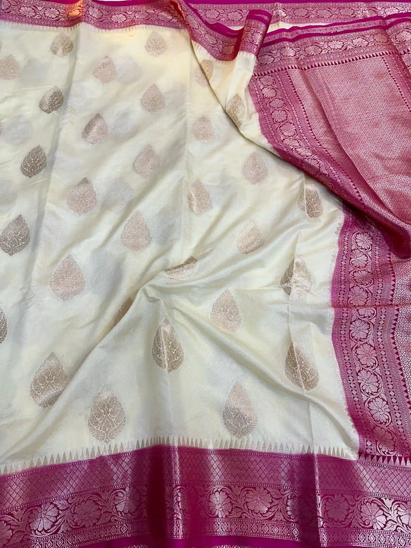 Dark Cream Chiniya Silk Banarasi Saree