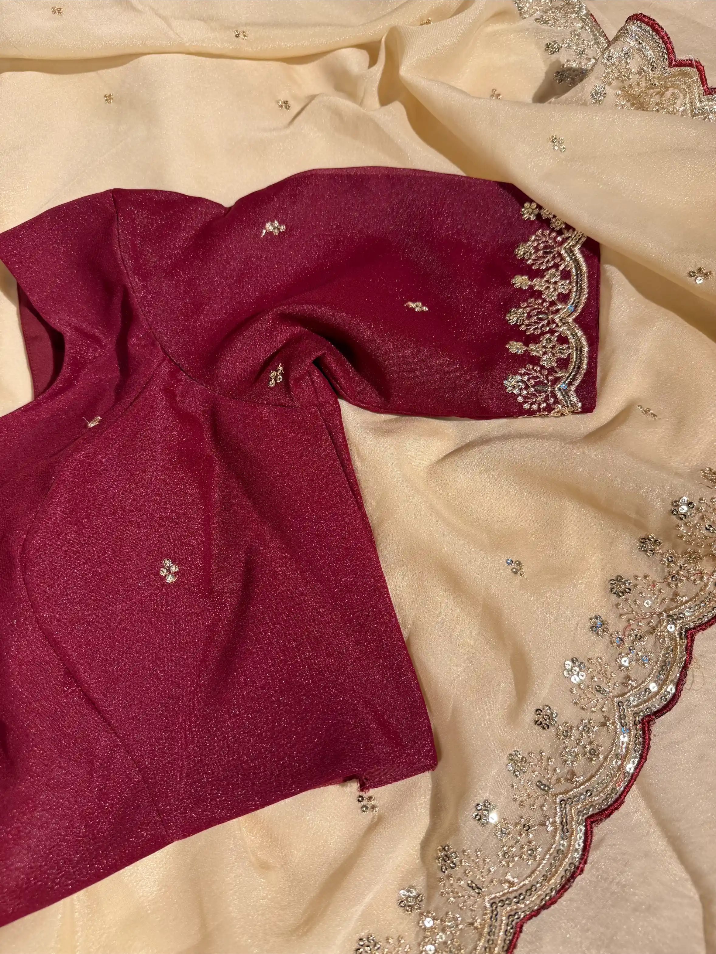 Dark Cream Georgette Tissue Silk Designer Banarasi Saree 