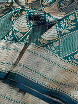 Dark Green Flora Box Pure Katan Silk Banarasi Saree