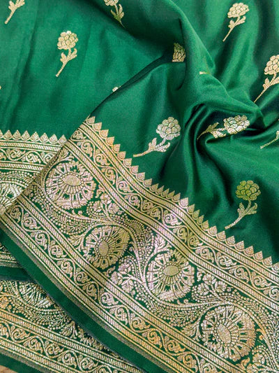 Dark Green Mashru Katan Silk Banarasi Saree