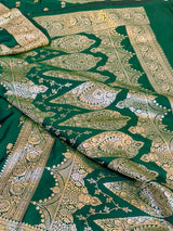 Dark Green Mashru Katan Silk Banarasi Saree