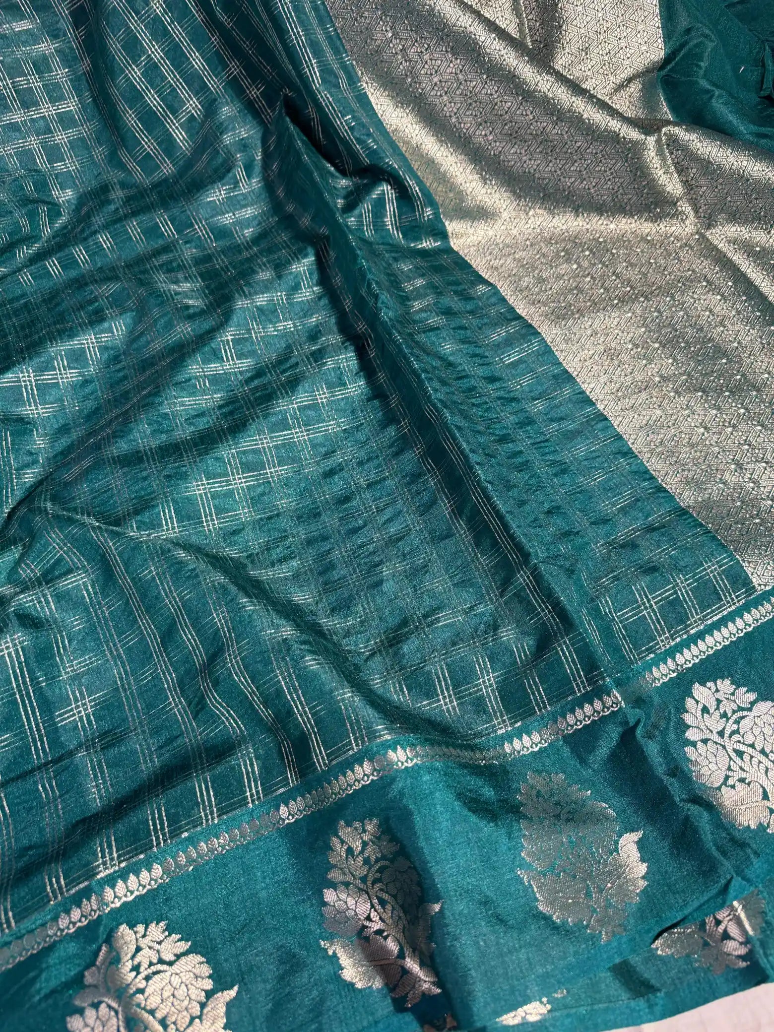 Dark Green Premium Viscose Crepe Silk Exclusive Banarasi Saree
