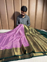 Dark Lavender Georgette Silk Banarasi Saree