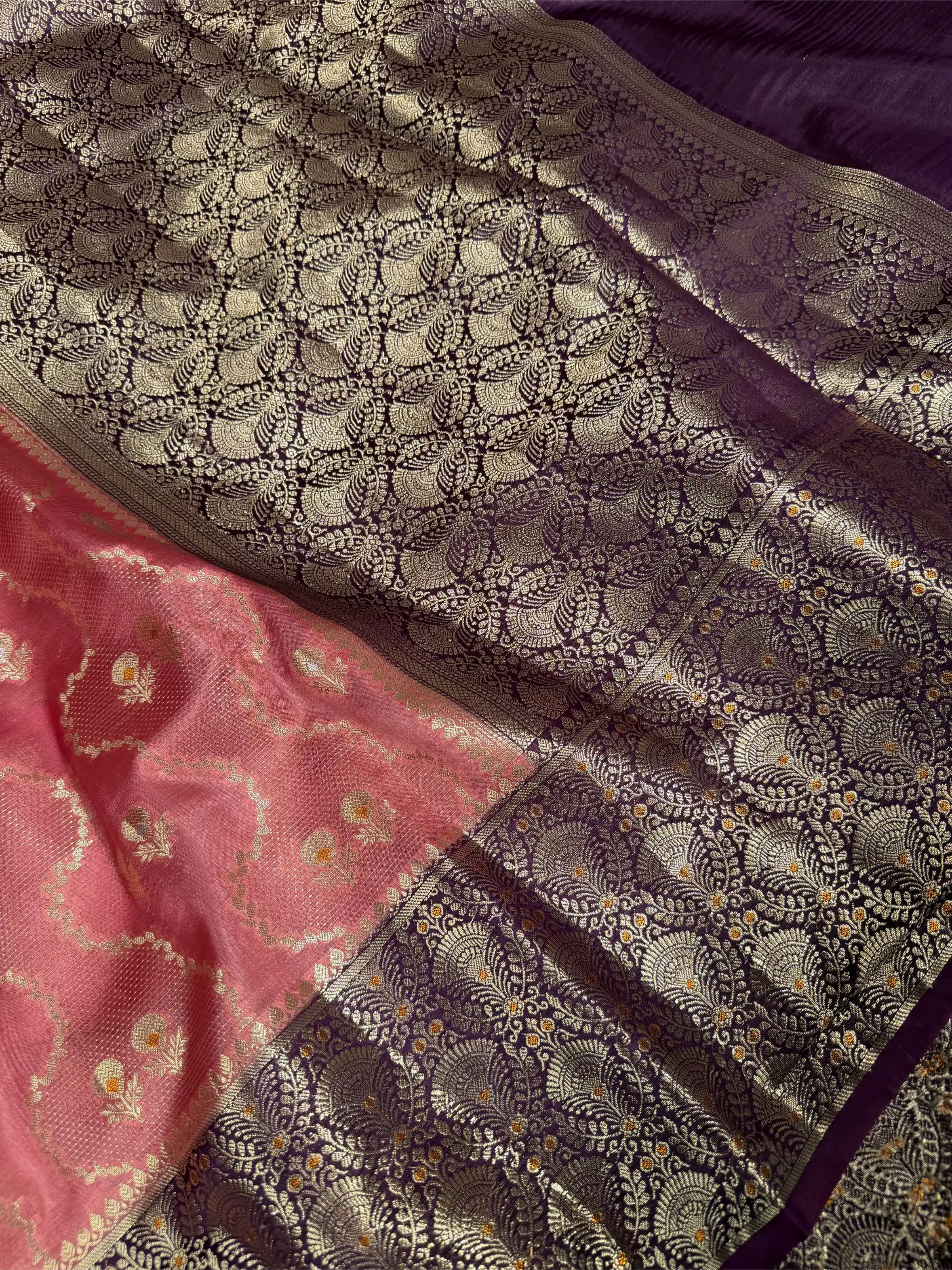 Dark Mauve Eccentric Raw Dupion Silk Banarasi Saree