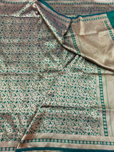 Dark Green Embossed Pure Katan Silk Saree