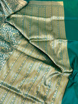 Dark Green Meenakari Brocade Katan Silk Saree