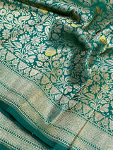 Dark Green Meenakari Brocade Katan Silk Saree