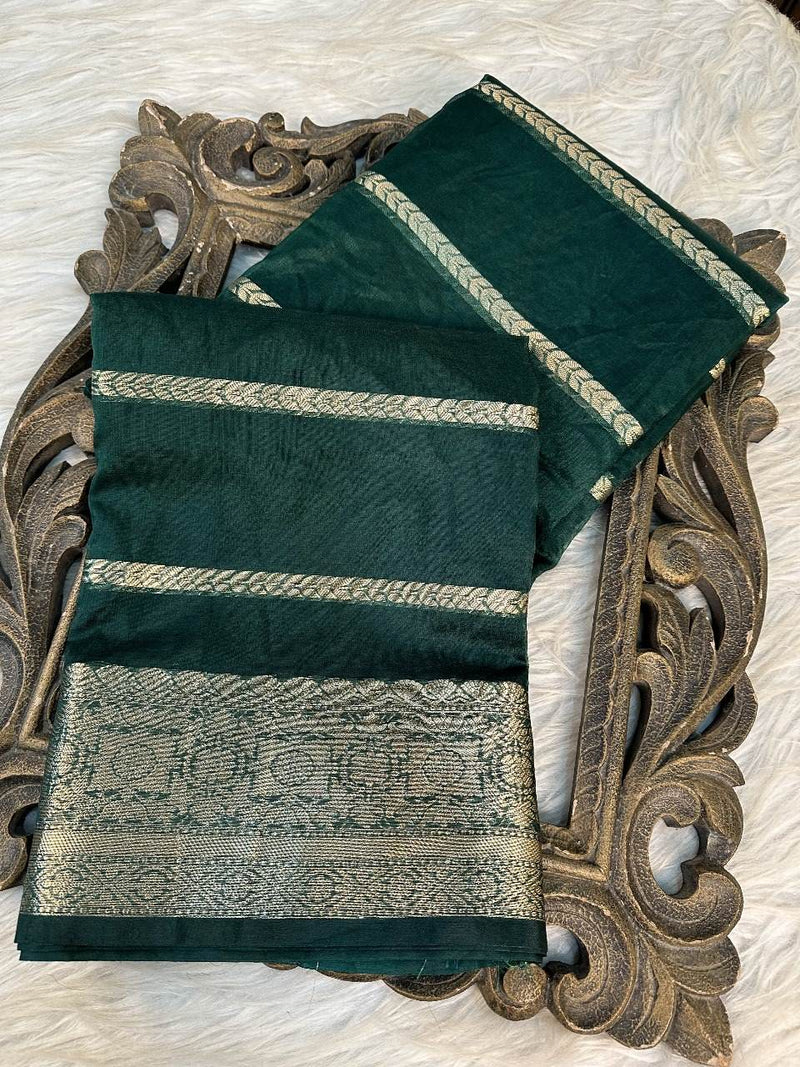 Dark Green Organza Silk Banarasi Saree