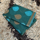 Dark Green Soft Cotton Silk Banarasi Saree