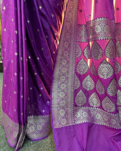 Dark Lavender Katan Silk Handloom Banarasi Saree