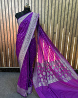 Dark Lavender Katan Silk Handloom Banarasi Saree