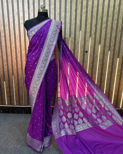 Dark Lavender Katan Silk Handloom Banarasi Saree