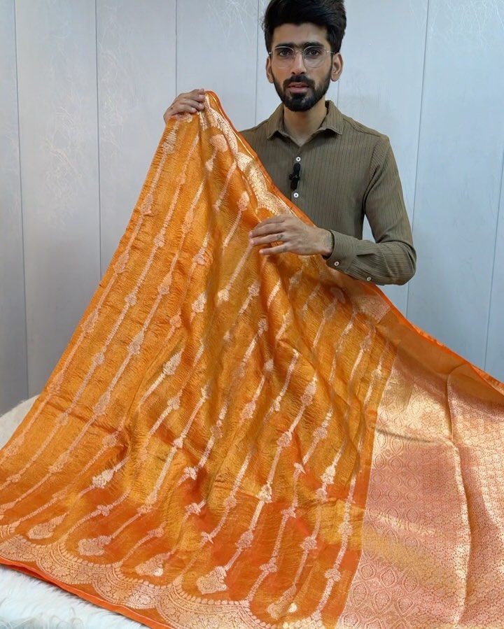Dark Metallic Shades in Soft Tissue Silk Saree