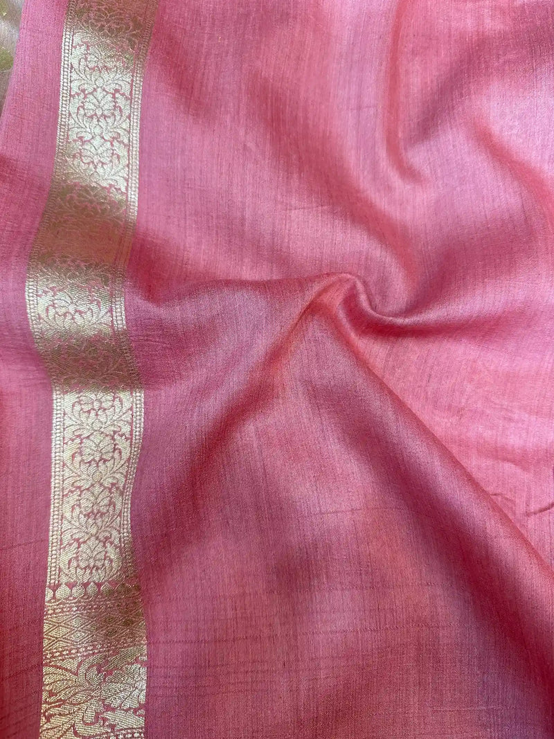 Dark Peach Contrast Munga Silk Banarasi Saree