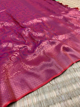 Dark Raspberry Softsilk Carry Pattern Floral Design Saree